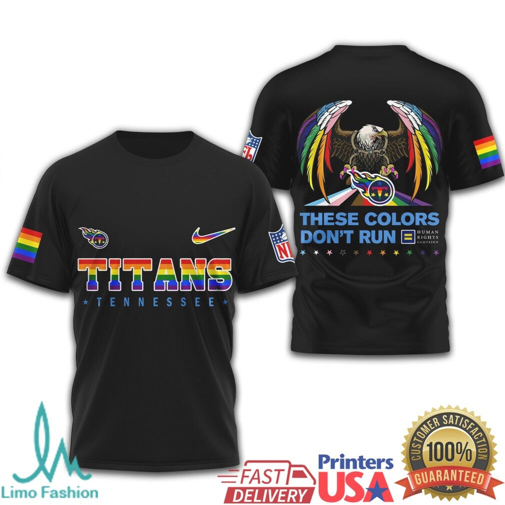 Tennessee Titans Pride Collection Eagle Rainbow NFL Graphic T Shirt - Limotees LLC