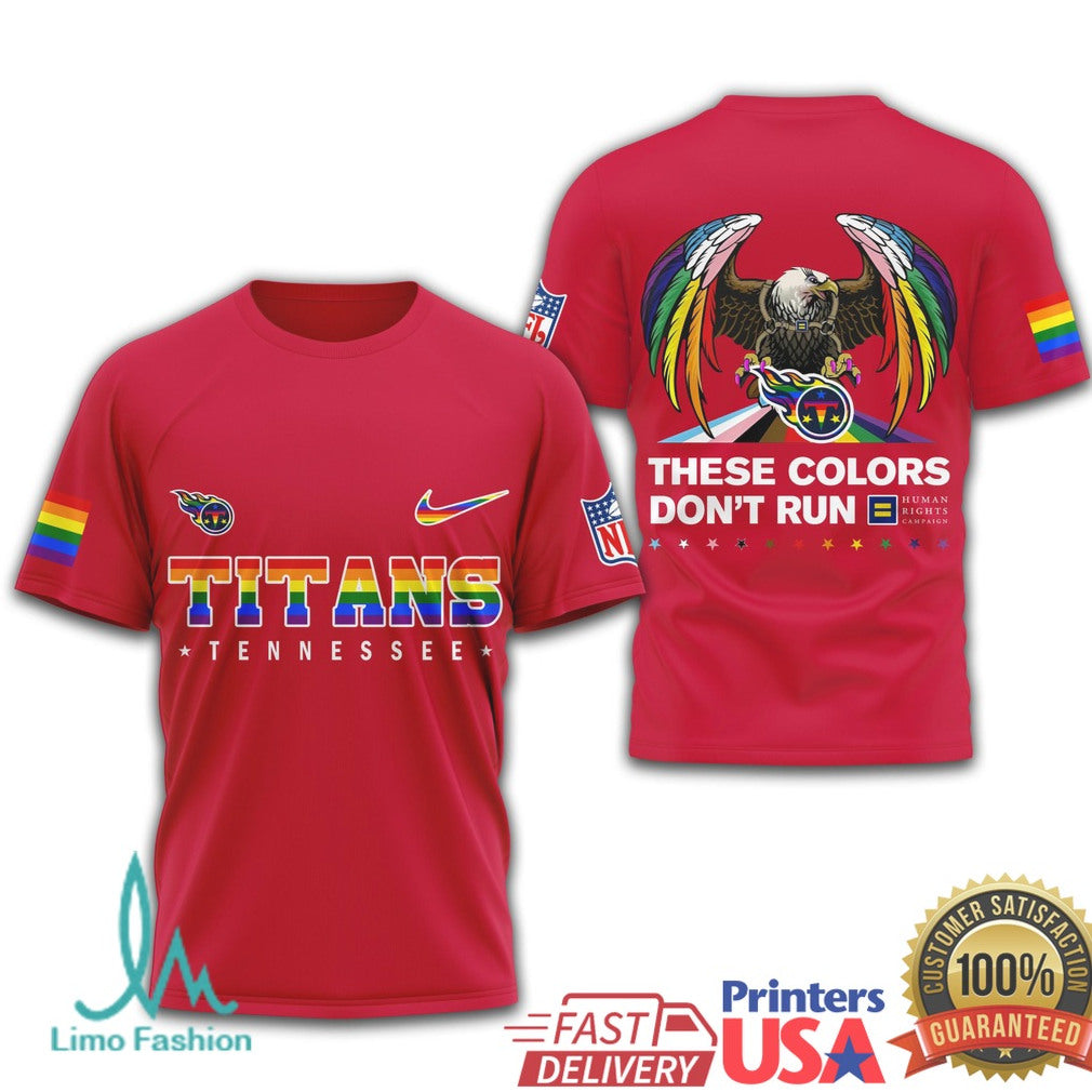Tennessee Titans Pride Collection Eagle Rainbow NFL Graphic T Shirt - Limotees LLC