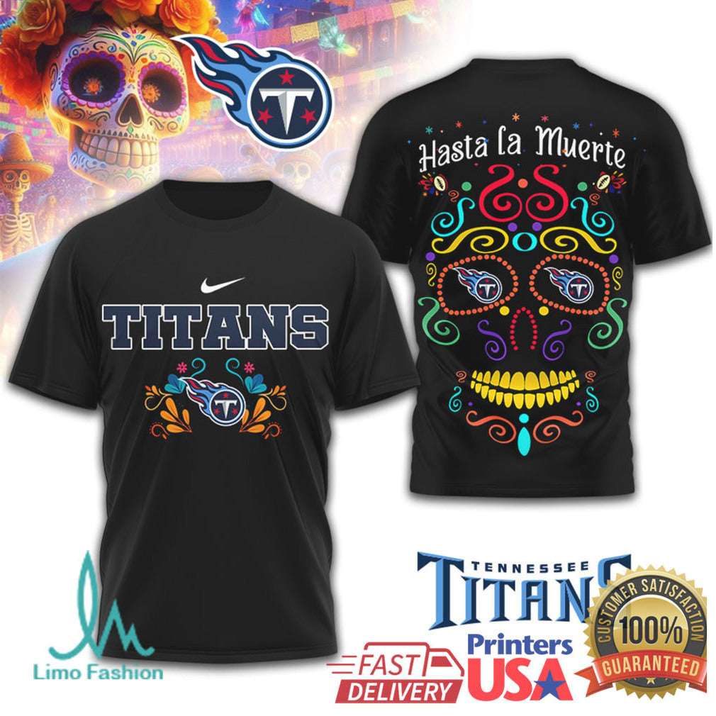 Tennessee Titans Sugar Skull Mexican Heritage NFL Fan T Shirt - Limotees LLC