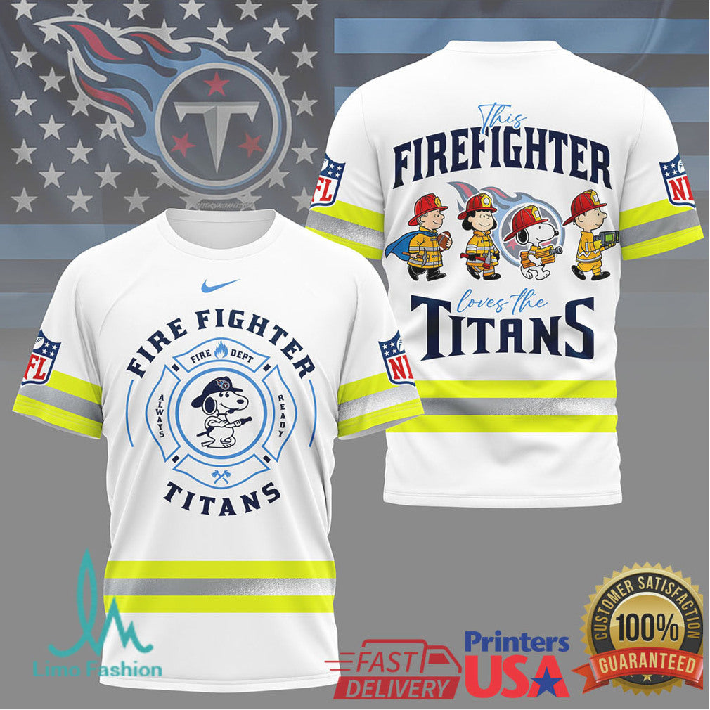 Tennessee Titans This Firefighter Loves The Titans Snoopy NFL T Shirt - Limotees LLC