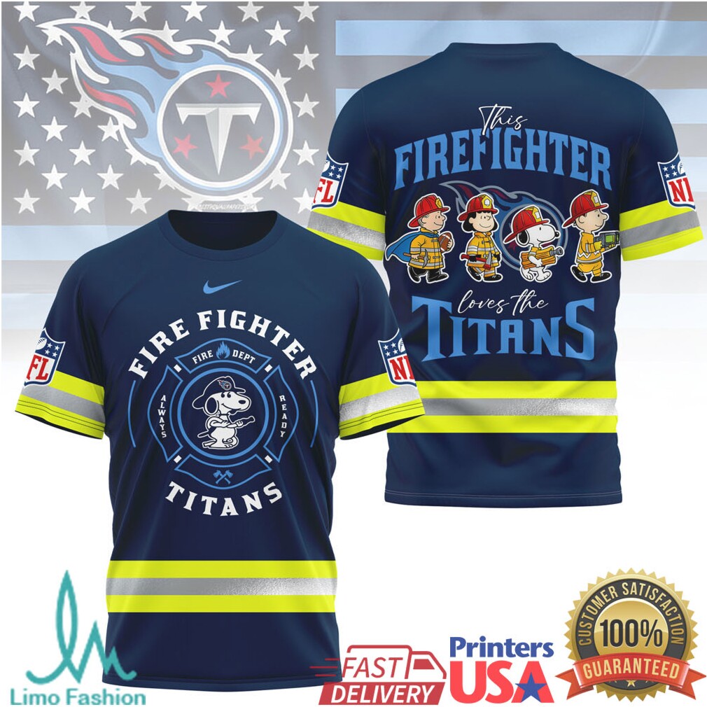 Tennessee Titans This Firefighter Loves The Titans Snoopy NFL T Shirt - Limotees LLC
