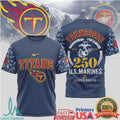 Tennessee Titans US Marine Corps 250th Anniversary Navy T Shirt - Limotees LLC