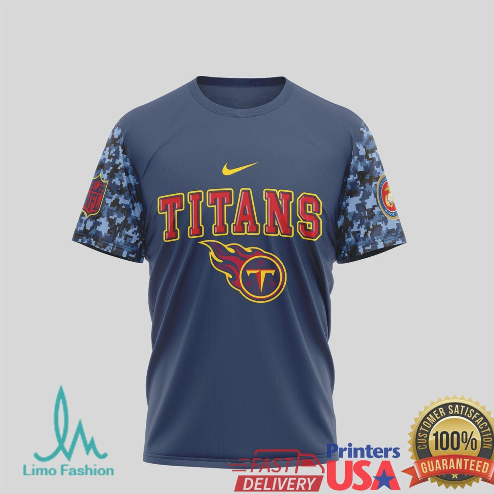 Tennessee Titans US Marine Corps 250th Anniversary Navy T Shirt - Limotees LLC
