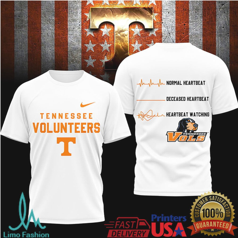 Tennessee VolunT Shirtrs Heartbeat Watching Fan Spirit T Shirt - Limotees LLC
