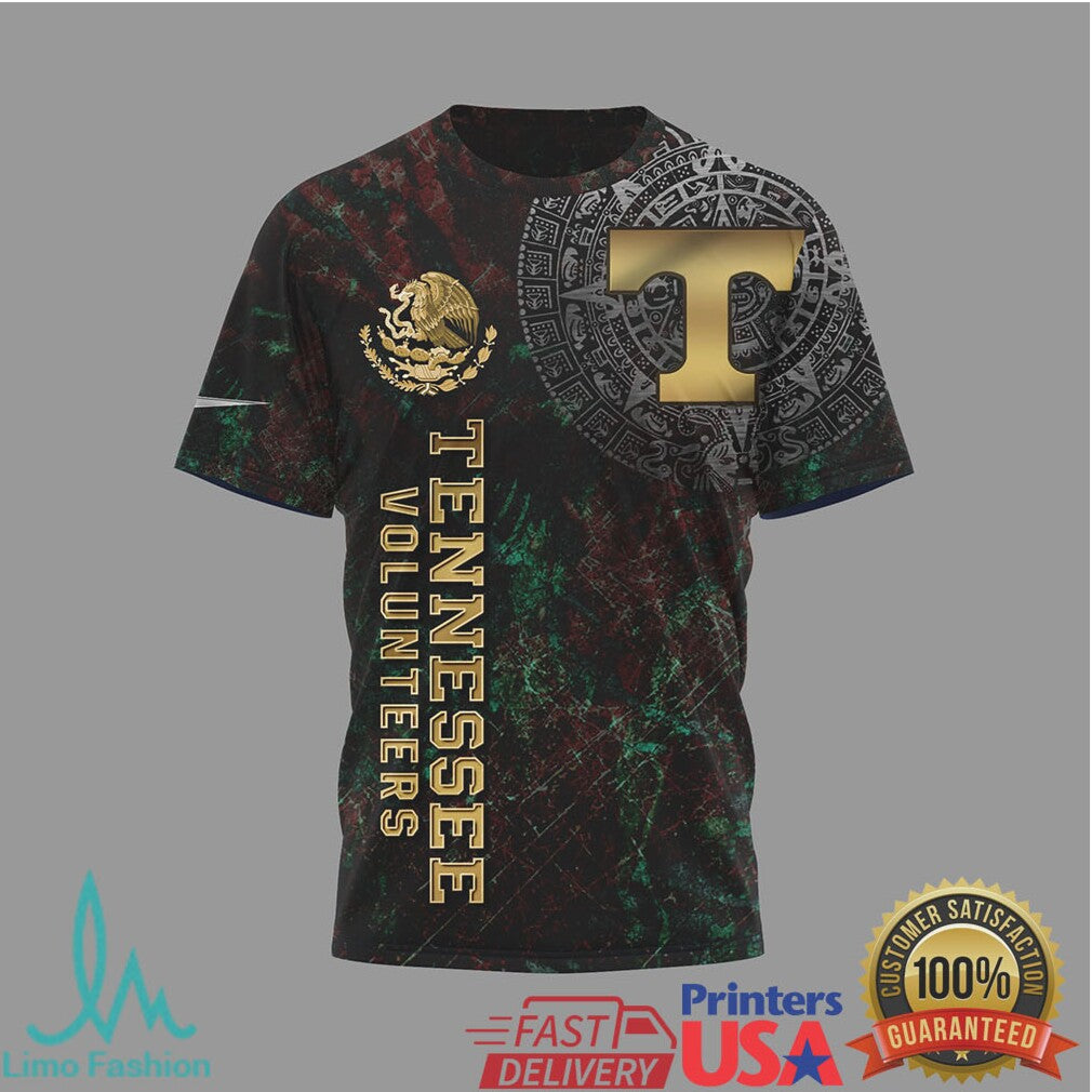 Tennessee VolunT Shirtrs Mexico Flag Aztec T Shirt Custom Name Tennessee Fan Apparel - Limotees LLC