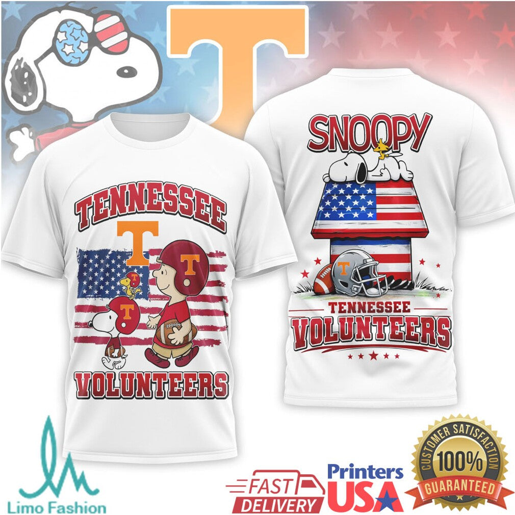 Tennessee VolunT Shirtrs Snoopy Patriotic USA Flag Sports T Shirt - Limotees LLC