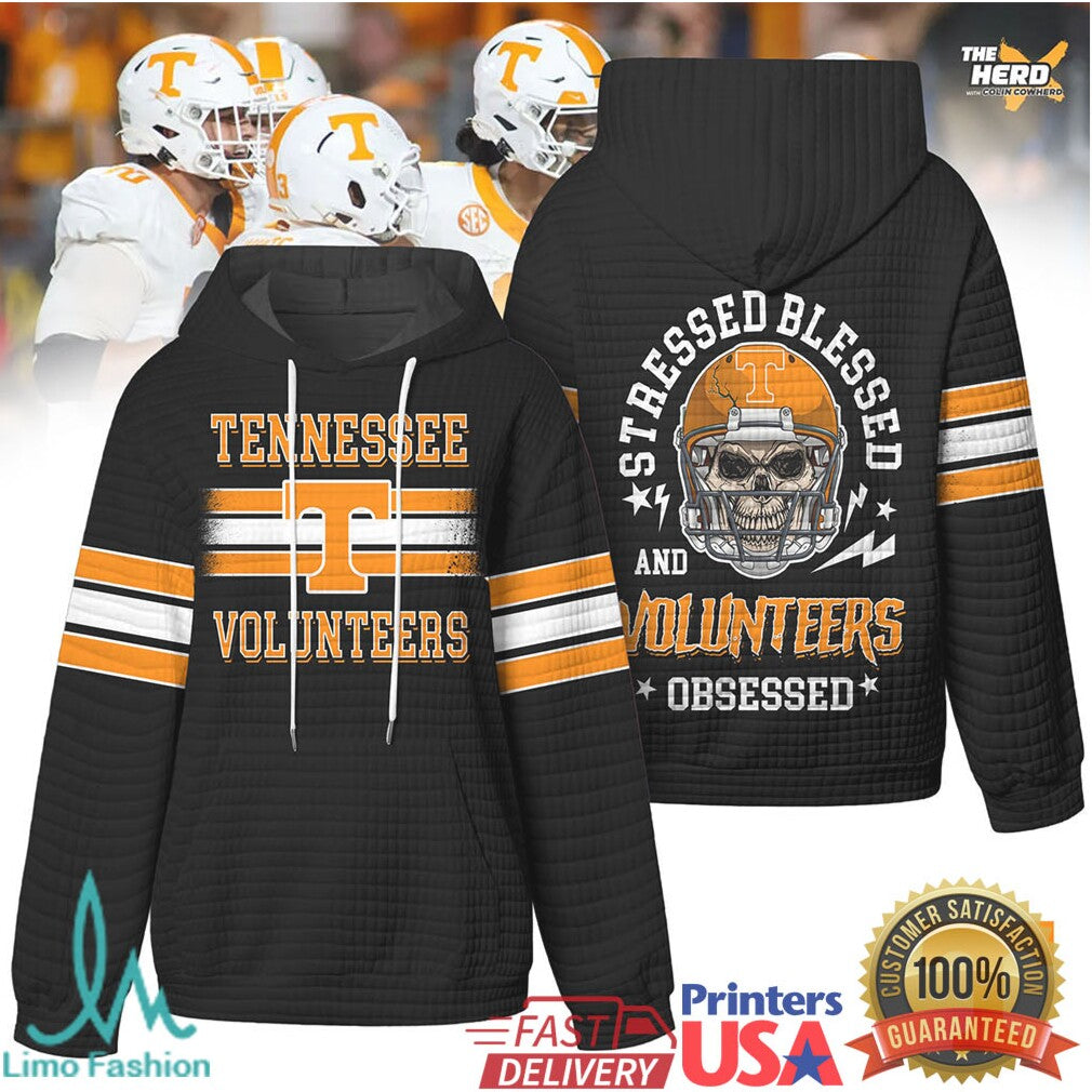 Tennessee VolunT Shirtrs Stressed Blessed and Obsessed Football Skull T Shirt - Limotees LLC