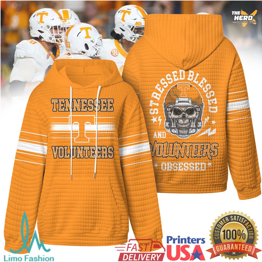 Tennessee VolunT Shirtrs Stressed Blessed and Obsessed Football Skull T Shirt - Limotees LLC