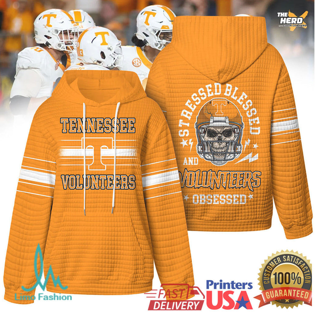 Tennessee VolunT Shirtrs Stressed Blessed and Obsessed Football Skull T Shirt - Limotees LLC