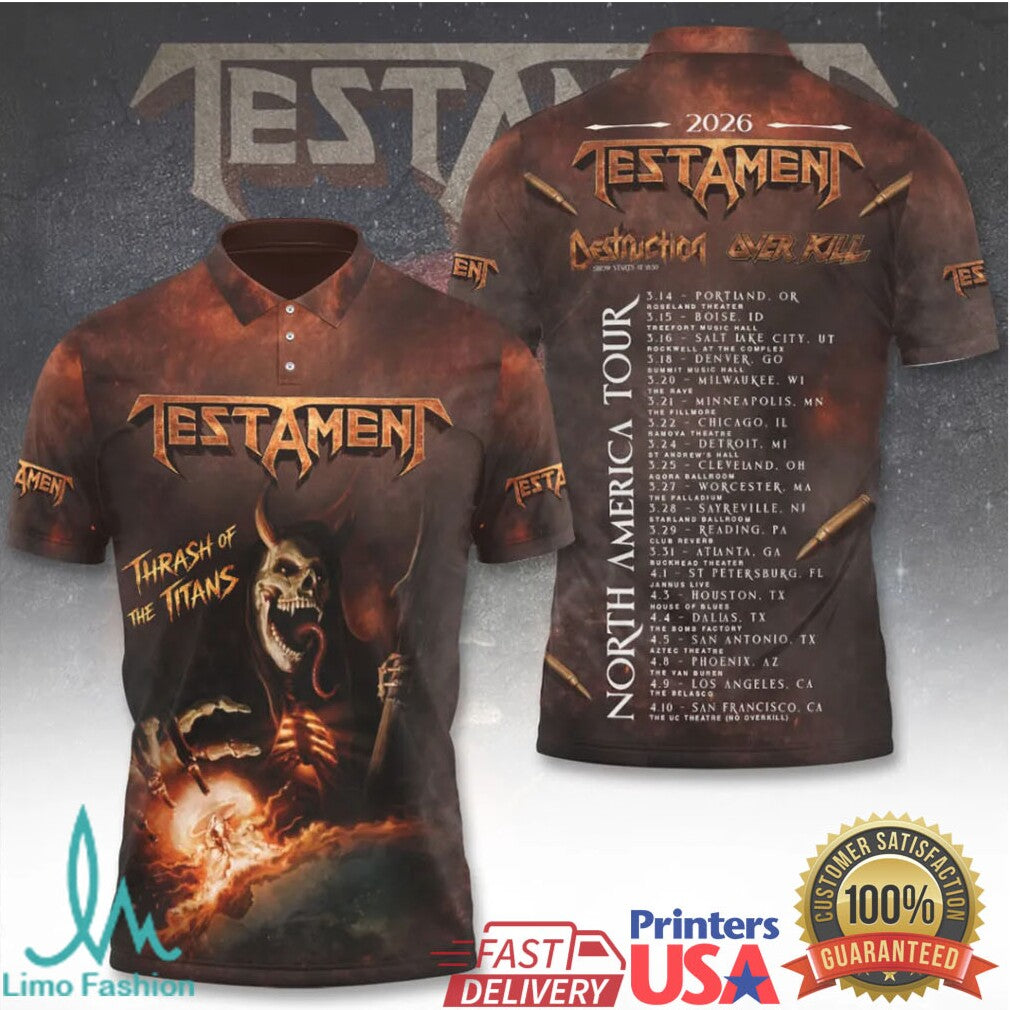 Testament North America Tour 2026 Thrash of the Titans Heavy Metal Retro Men T Shirt - Limotees LLC
