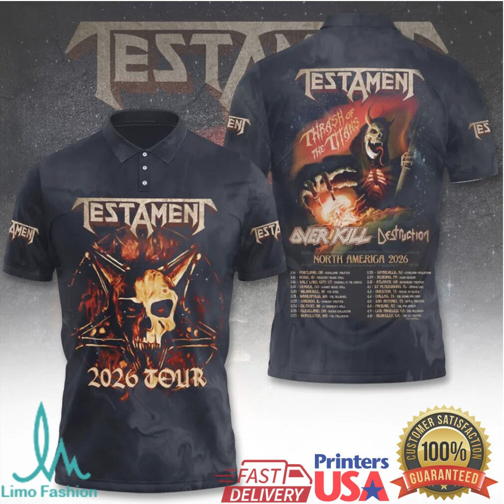 Testament Thrash Of The Titans North America 2026 Tour Retro Heavy Metal Fans T Shirt
