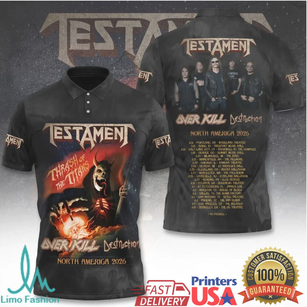 Testament Thrash of the Titans North America Tour 2026 Metal Retro Men Fans T Shirt - Limotees LLC