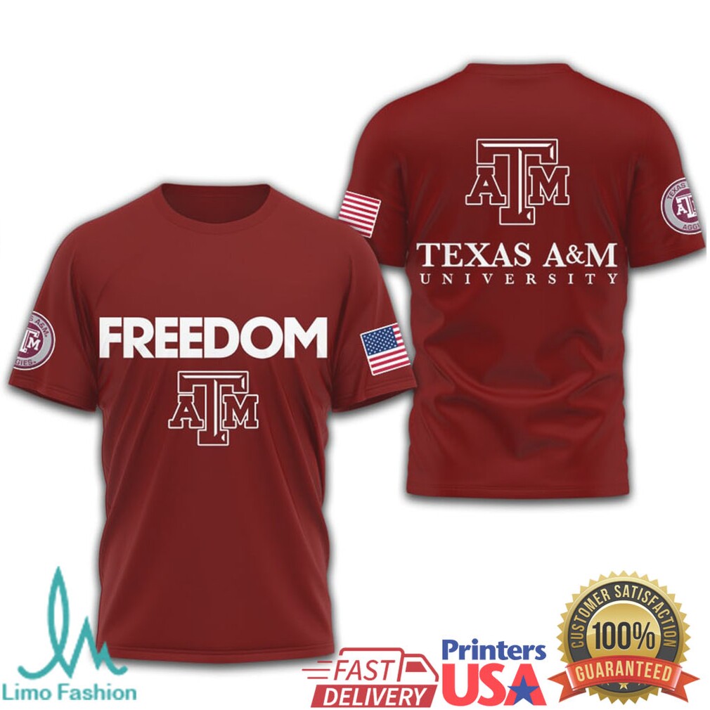 Texas A&M Aggies Freedom Patriotic Maroon Out American Flag T Shirt - Limotees LLC