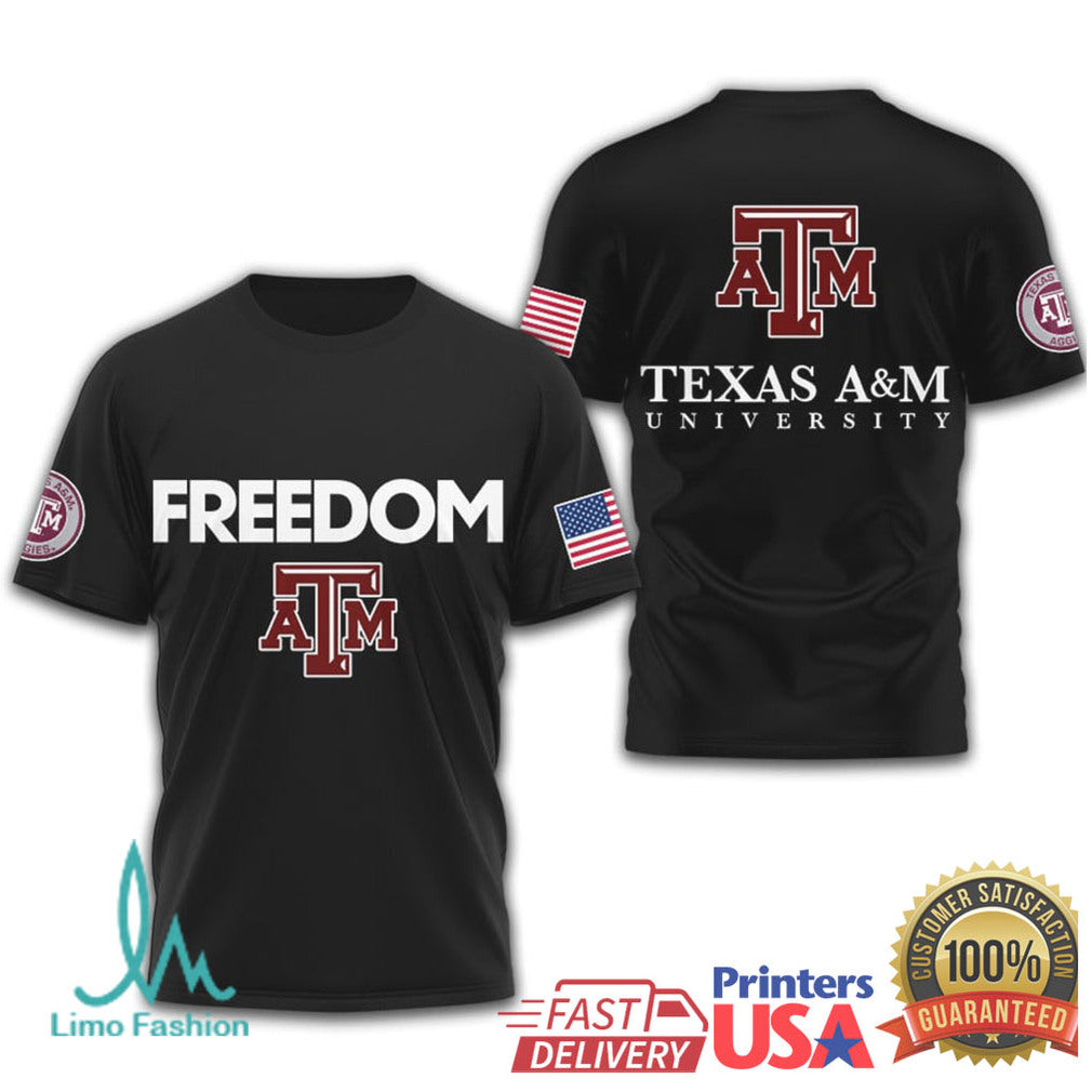 Texas A&M Aggies Freedom Patriotic Maroon Out American Flag T Shirt - Limotees LLC