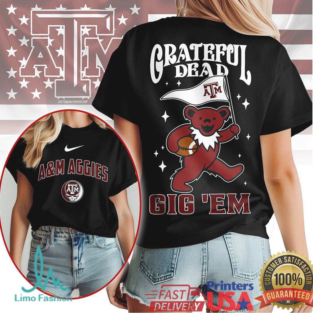 Texas A&M Aggies Grateful Dead Bear Gig 'Em Mascot T Shirt - Limotees LLC