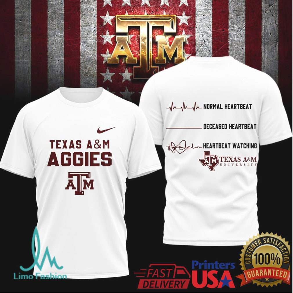 Texas A&M Aggies Heartbeat Watching Football T Shirt Gig 'Em Fan T Shirt - Limotees LLC