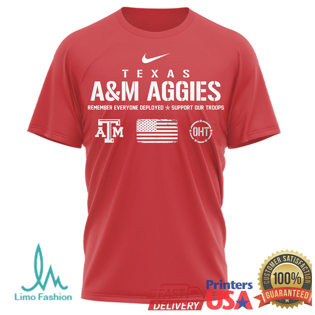 Texas A&M Aggies Red Friday Remember Everyone Deployed Military Appreciation T Shirt - Limotees LLC