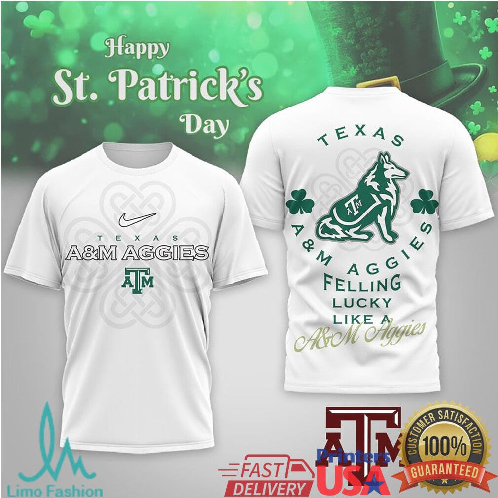 Texas A&M Aggies St. Patrick's Day Reveille Lucky Mascot T Shirt - Limotees LLC