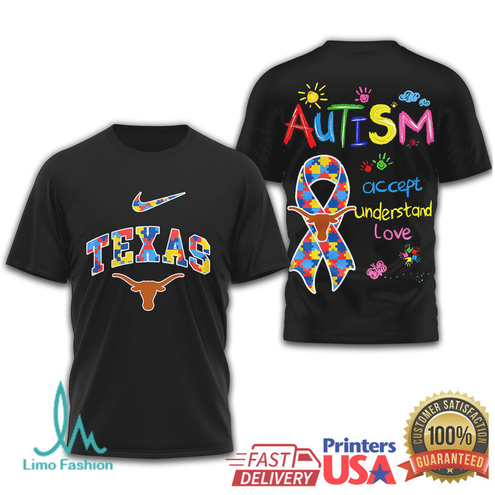 Texas Longhorns Autism Awareness Support Graphic T Shirt
