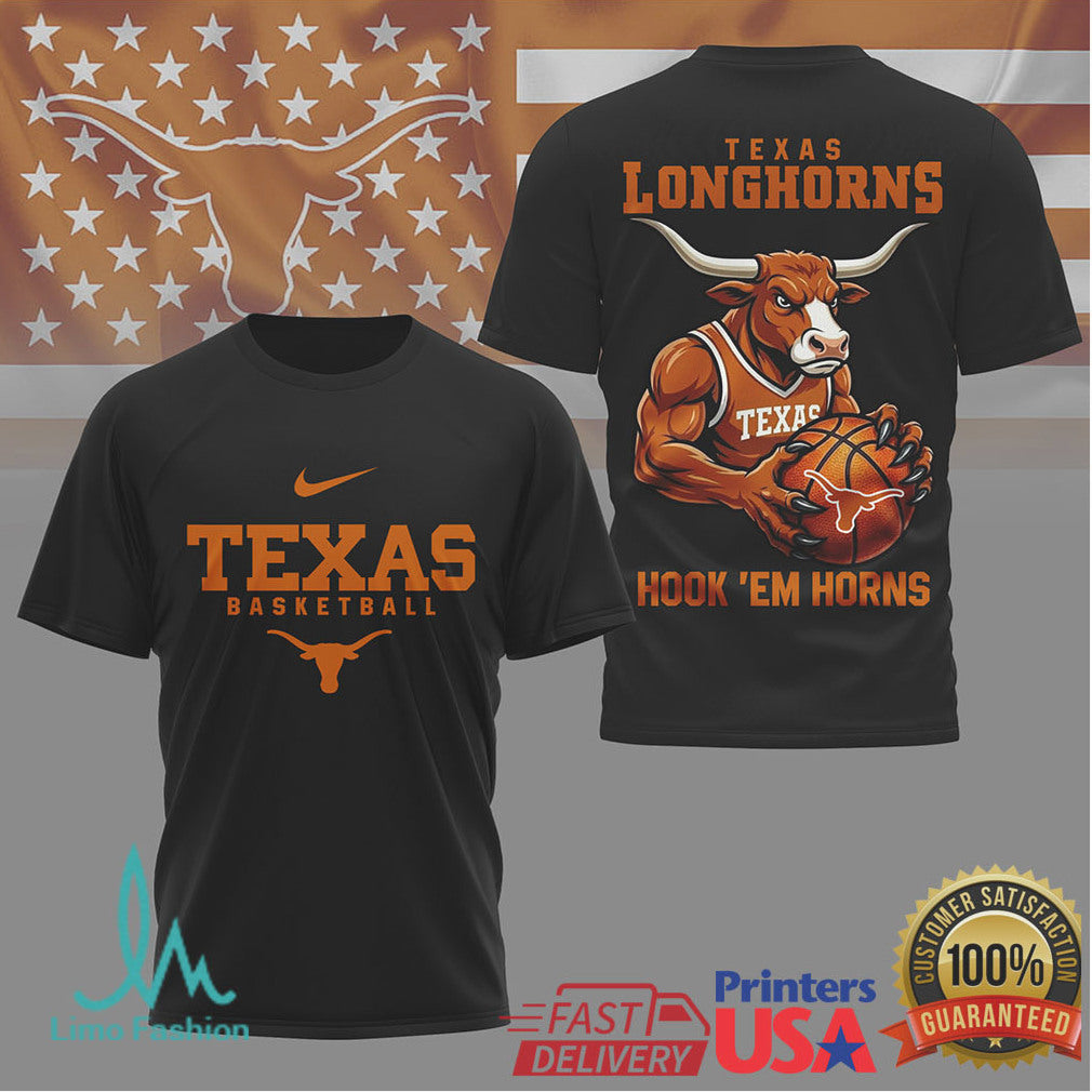 Texas Longhorns Basketball Shirt Hook 'Em Horns Mascot Tee - Limotees LLC