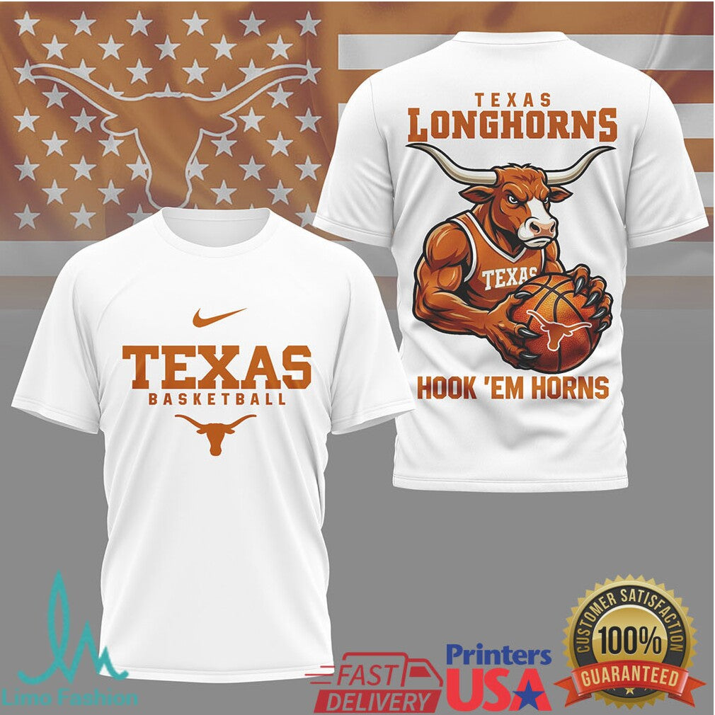 Texas Longhorns Basketball Shirt Hook 'Em Horns Mascot Tee - Limotees LLC