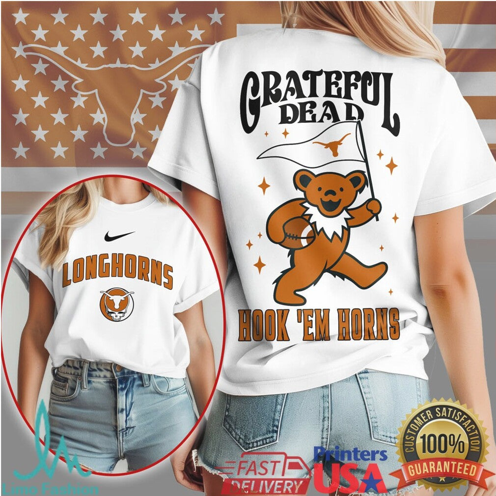 Texas Longhorns Grateful Dead Bear Hook 'Em Horns Football T Shirt - Limotees LLC