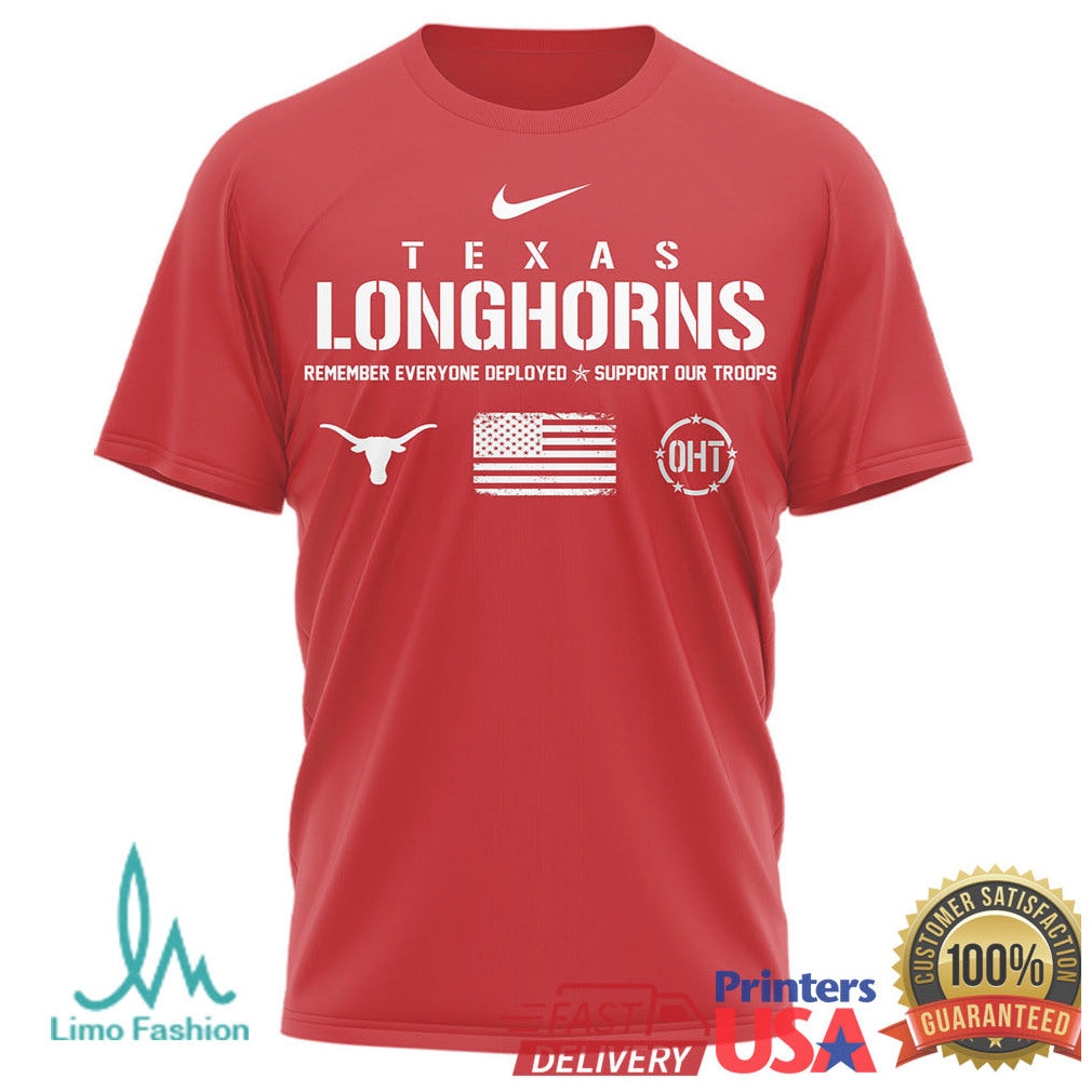 Texas Longhorns Red Friday Remember Everyone Deployed Military Appreciation T Shirt - Limotees LLC