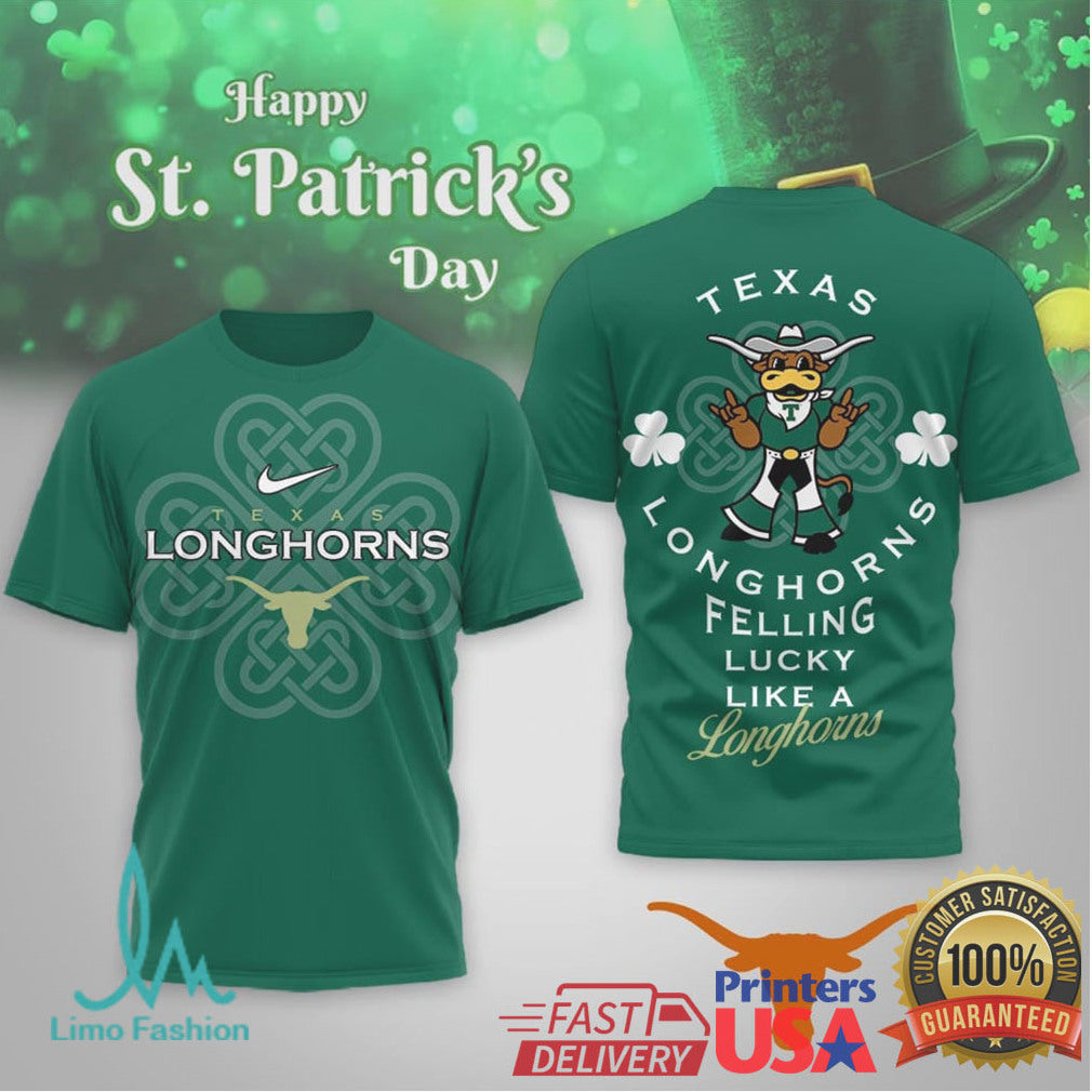 Texas Longhorns St. Patrick's Day Feeling Lucky Like a Longhorn T Shirt - Limotees LLC
