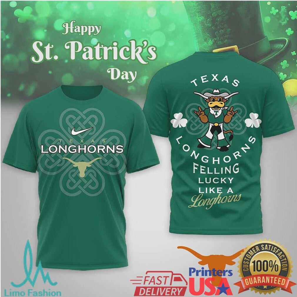 Texas Longhorns St. Patrick's Day Feeling Lucky Like a Longhorn T Shirt - Limotees LLC