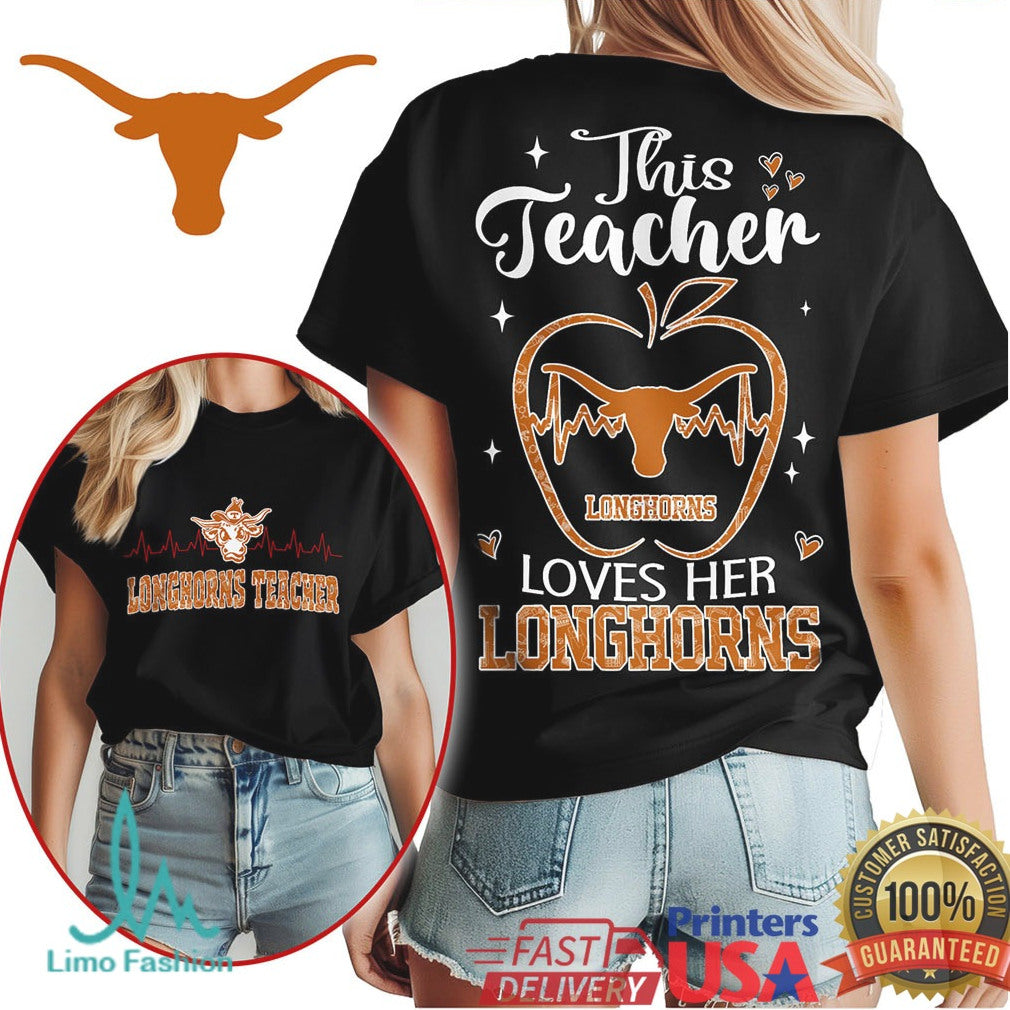 Texas Longhorns This Teacher Loves Her Longhorns Apple T Shirt - Limotees LLC
