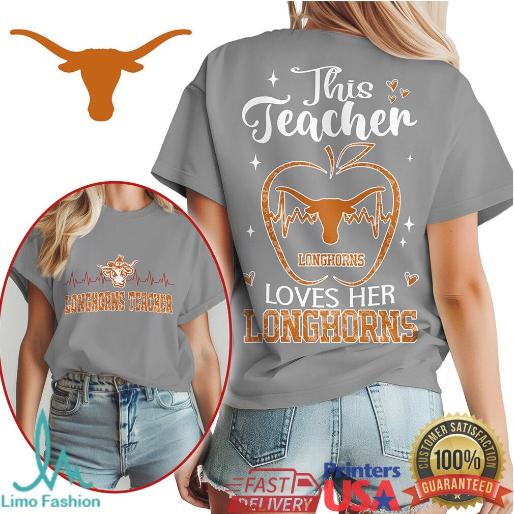 Texas Longhorns This Teacher Loves Her Longhorns Apple T Shirt - Limotees LLC