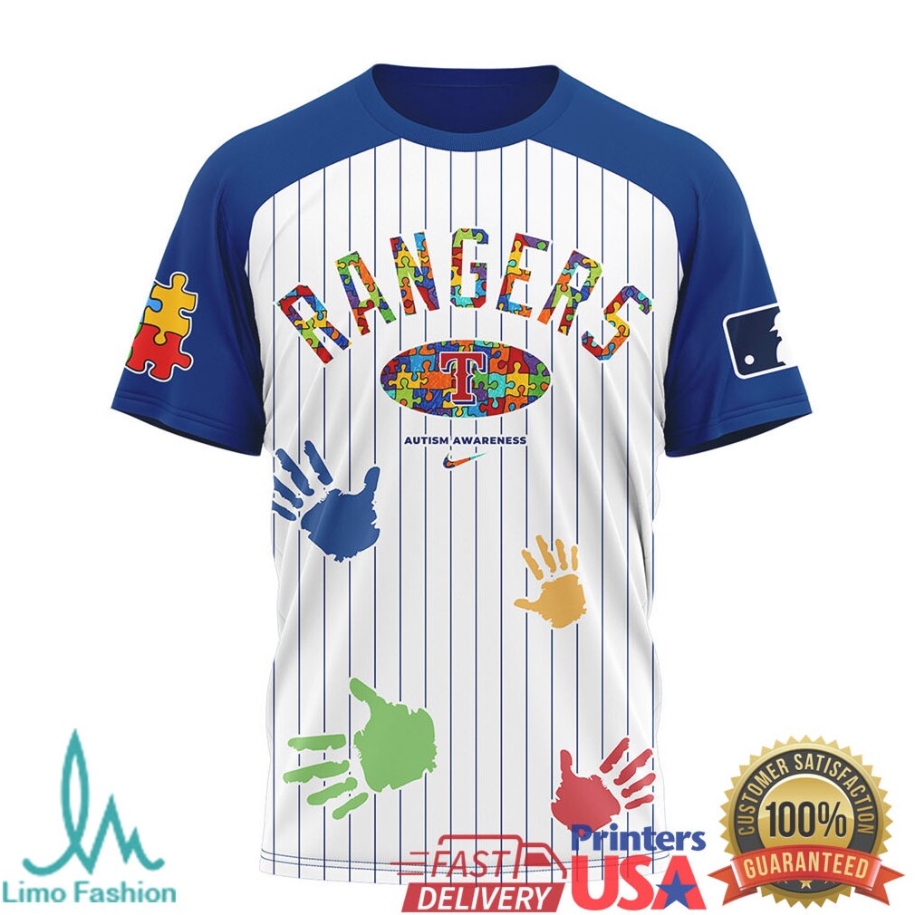 Texas Rangers Autism Awareness Pinstripe Baseball T Shirt - Limotees LLC
