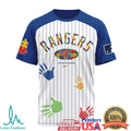 Texas Rangers Autism Awareness Pinstripe Baseball T Shirt - Limotees LLC