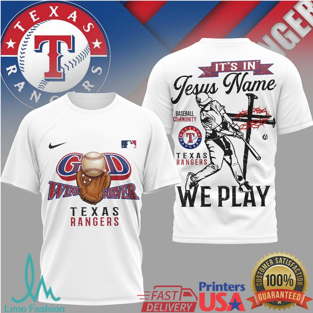 Texas Rangers Baseball It's In Jesus Name We Play Religious T Shirt - Limotees LLC