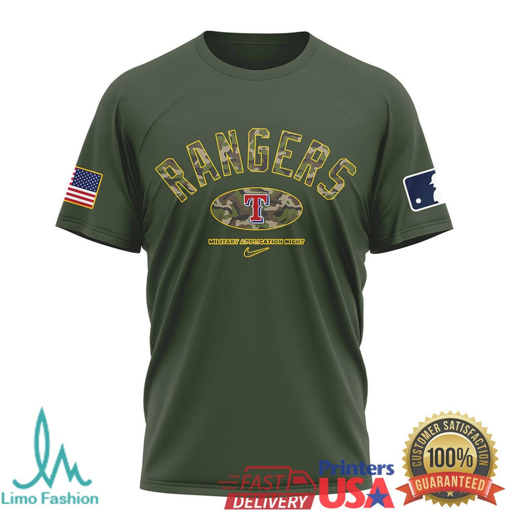 Texas Rangers U.S. Army Military Appreciation Night Olive T Shirt - Limotees LLC