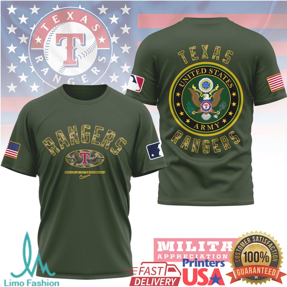 Texas Rangers U.S. Army Military Appreciation Night Olive T Shirt - Limotees LLC