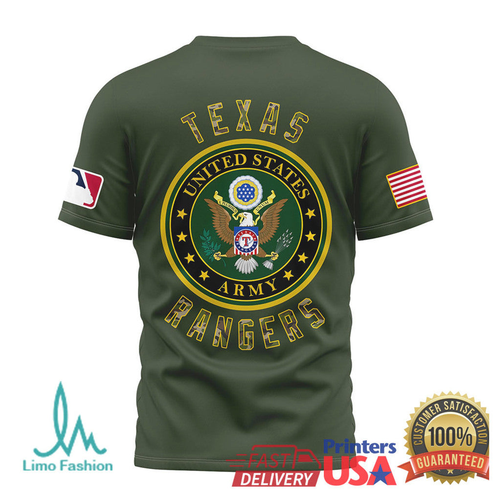Texas Rangers U.S. Army Military Appreciation Night Olive T Shirt - Limotees LLC