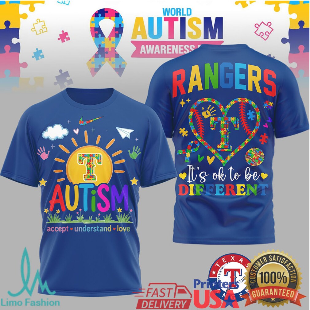 Texas Rangers World Autism Awareness Day “It's OK To Be Different” T Shirt - Limotees LLC