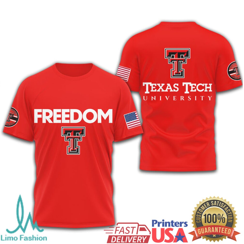 Texas Tech Red Raiders Freedom USA Flag Collegiate Graphic T Shirt - Limotees LLC