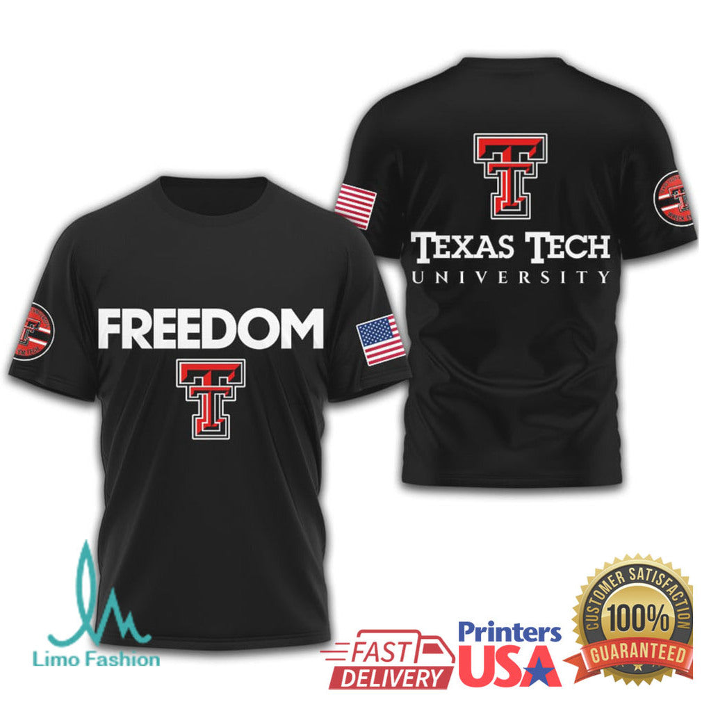 Texas Tech Red Raiders Freedom USA Flag Collegiate Graphic T Shirt - Limotees LLC
