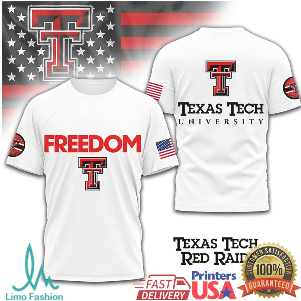 Texas Tech Red Raiders Freedom USA Flag Collegiate Graphic T Shirt - Limotees LLC