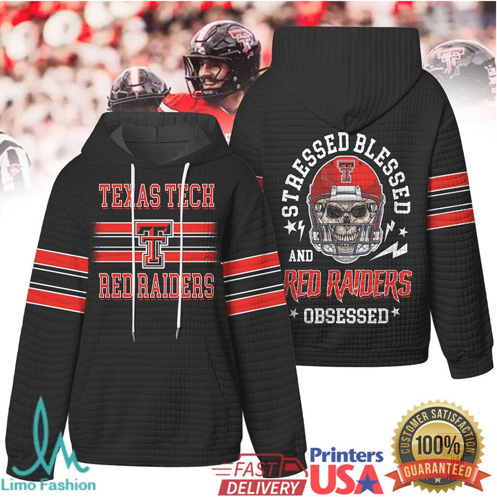 Texas Tech Red Raiders Stressed Blessed Obsessed Quilted T Shirt - Limotees LLC