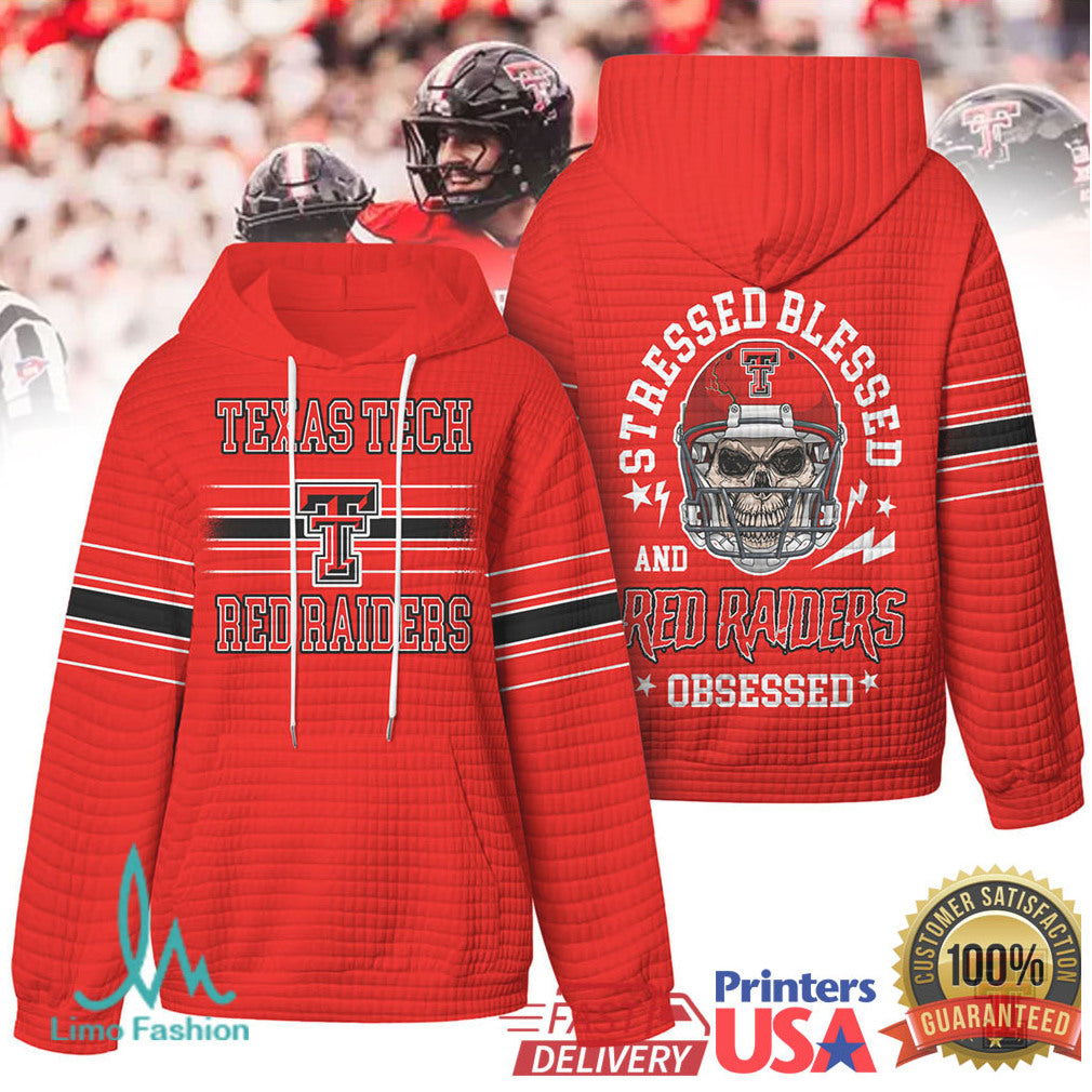 Texas Tech Red Raiders Stressed Blessed Obsessed Quilted T Shirt - Limotees LLC