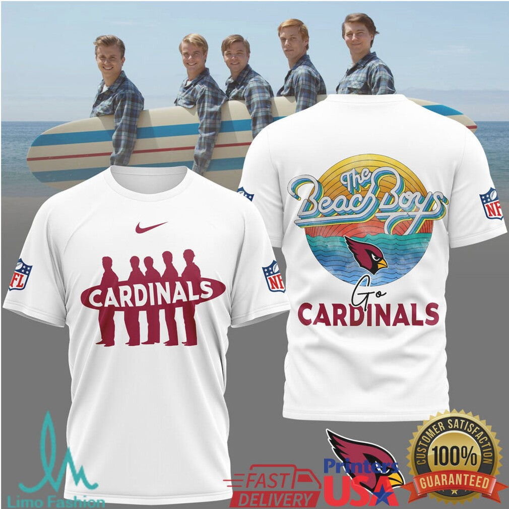The Beach Boys x Arizona Cardinals Surf Culture NFL Graphic T Shirt - Limotees LLC