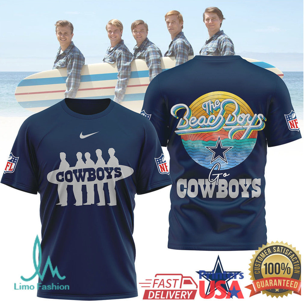 The Beach Boys x Dallas Cowboys Retro Sun NFL T Shirt - Limotees LLC