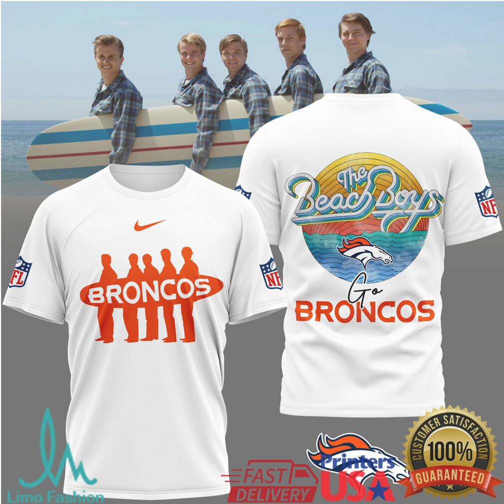 The Beach Boys x Denver Broncos Vintage Style NFL Surf T Shirt - Limotees LLC
