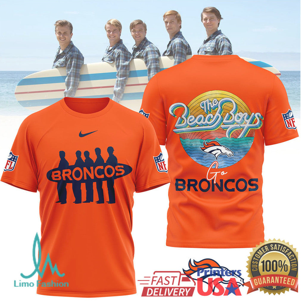 The Beach Boys x Denver Broncos Vintage Style NFL Surf T Shirt - Limotees LLC
