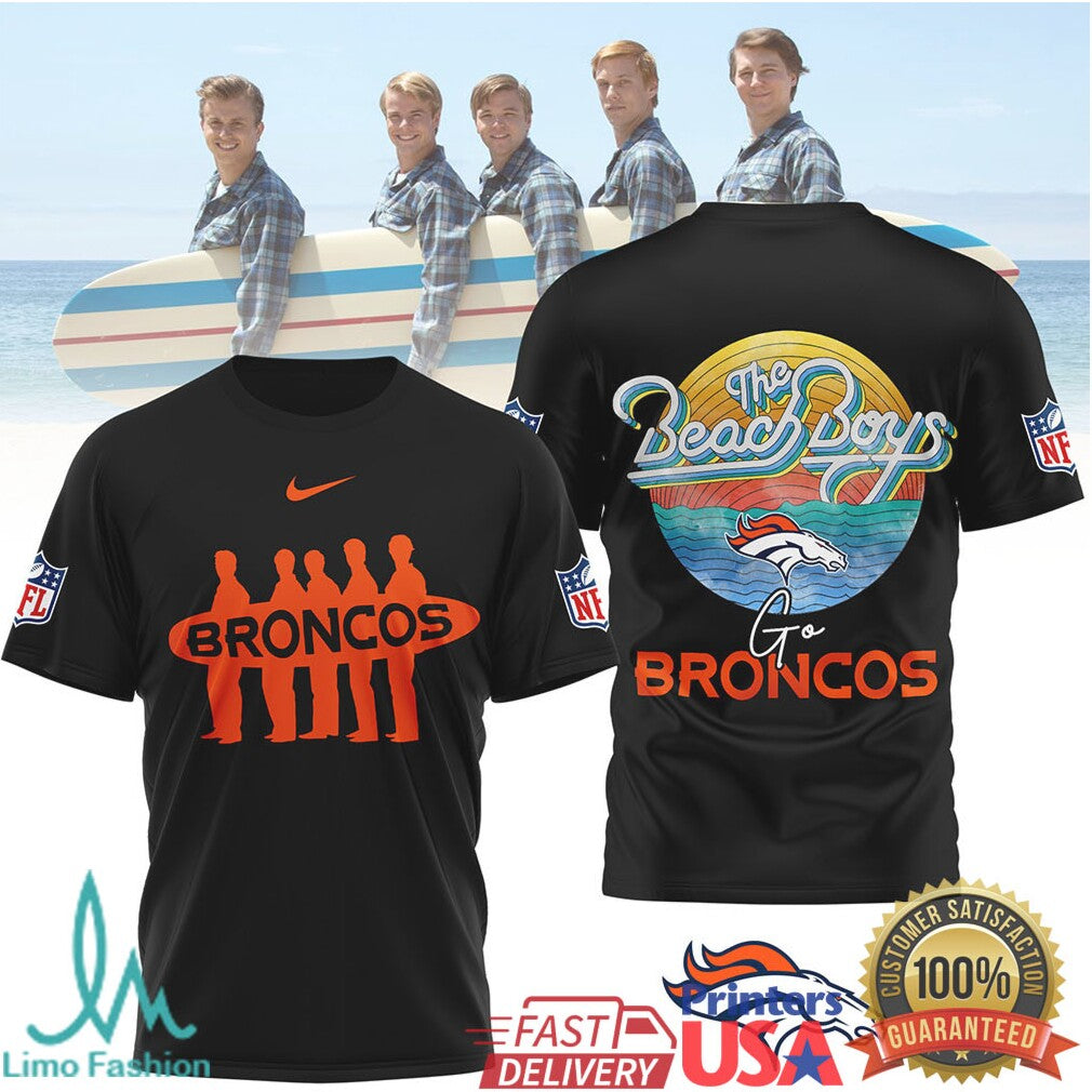 The Beach Boys x Denver Broncos Vintage Style NFL Surf T Shirt - Limotees LLC