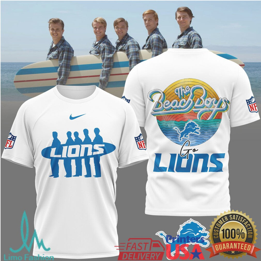 The Beach Boys x Detroit Lions Vintage Surf NFL T Shirt - Limotees LLC