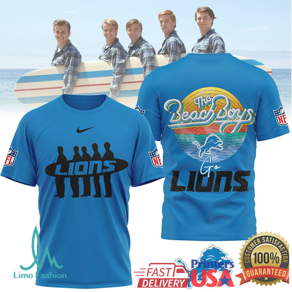 The Beach Boys x Detroit Lions Vintage Surf NFL T Shirt - Limotees LLC